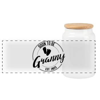Soon to Be Granny –Geschenk für werdende Omas 2025 - Panorama Keksdose mit Holzdeckel - Weiß - Vorne