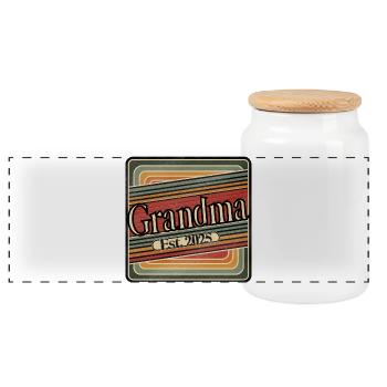 Grandma Est. 2025 – Cadeau rétro pour les nouvelles mamies - Boîte à biscuits avec couvercle en bois - blanc - Devant