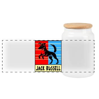 Motif de chien Jack Russell Terrier - Boîte à biscuits avec couvercle en bois - blanc - Devant