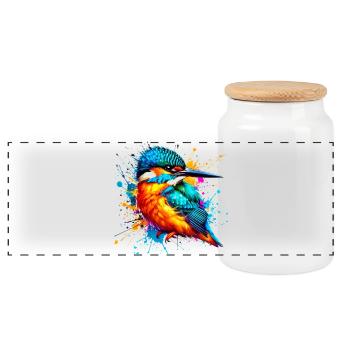 Martin-pêcheur - Boîte à biscuits avec couvercle en bois - blanc - Devant