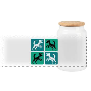 Jack Russell Terrier Design - Panorama Keksdose mit Holzdeckel - Weiß - Vorne