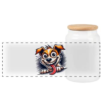 Jack Russell Terrier - Panorama Keksdose mit Holzdeckel - Weiß - Vorne