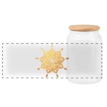 Yoga Sun Star Mandala Meditation Gold deluxe - Panoramic Cookie Jar with Wooden Lid - white - Front