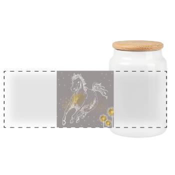 Cheval. - Boîte à biscuits avec couvercle en bois - blanc - Devant