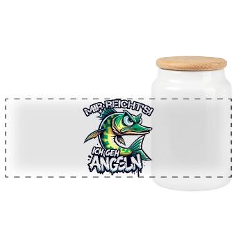 Mir reichts ich geh Angeln Hecht Geschenk - Panorama Keksdose mit Holzdeckel - Weiß - Vorne