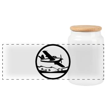 Graphisme d’avion - Boîte à biscuits avec couvercle en bois - blanc - Devant