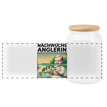Jeune pêcheur - Boîte à biscuits avec couvercle en bois - blanc - Devant