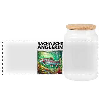 Jeune pêcheur Truite Cadeau Naissance - Boîte à biscuits avec couvercle en bois - blanc - Devant