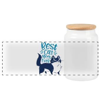 Meilleure maman chat de tous les temps - Motif de chat aimant - Boîte à biscuits avec couvercle en bois - blanc - Devant