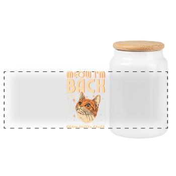 Meow I'm Back - Panorama Keksdose mit Holzdeckel - Weiß - Vorne