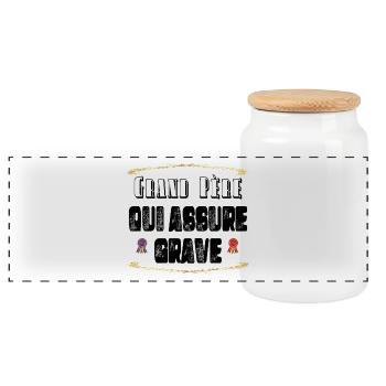 Grand Père Qui Assure Grave - Boîte à biscuits avec couvercle en bois - blanc - Devant