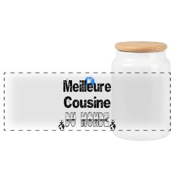 Meilleure Cousine du Monde - Boîte à biscuits avec couvercle en bois - blanc - Devant