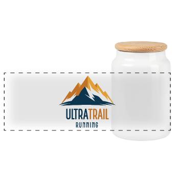 Ultra Trail Running - Boîte à biscuits avec couvercle en bois - blanc - Devant