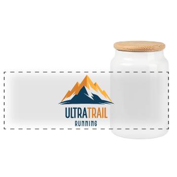 Ultra Trail Running - Panoramic Cookie Jar with Wooden Lid - white - Front