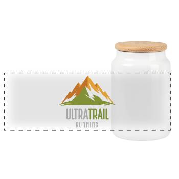 Ultra Trail Running - Panoramic Cookie Jar with Wooden Lid - white - Front