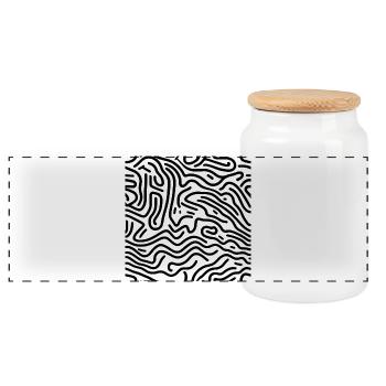 Black and white - Design lines - Panoramic Cookie Jar with Wooden Lid - white - Front