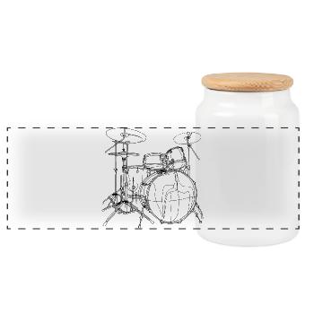 Croquis de tambour - Boîte à biscuits avec couvercle en bois - blanc - Devant