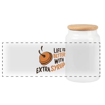 Life is Better with Extra Syrup - Panorama Keksdose mit Holzdeckel - Weiß - Vorne
