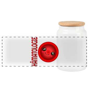 HÄMATOLOGIE Erythrozyten BLUT - Panorama Keksdose mit Holzdeckel - Weiß - Vorne