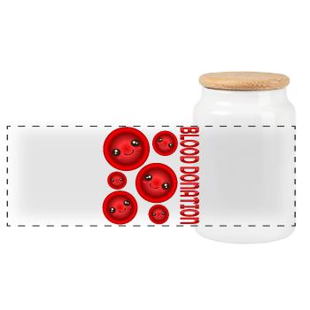 DON DE SANG Donneurs - Boîte à biscuits avec couvercle en bois - blanc - Devant