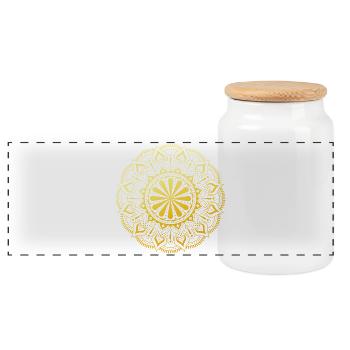 Golden Mandala - Panoramic Cookie Jar with Wooden Lid - white - Front
