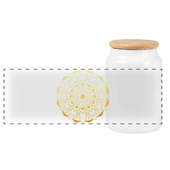 Golden Mandala - Panoramic Cookie Jar with Wooden Lid - white - Front