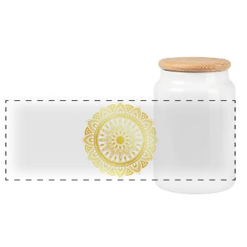 Golden Mandala - Panoramic Cookie Jar with Wooden Lid - white - Front