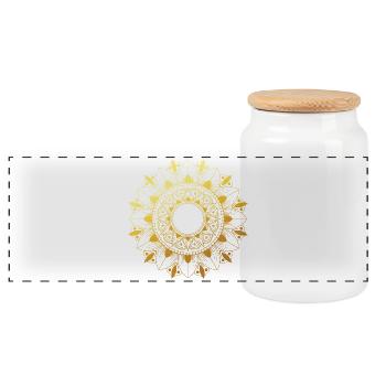 Mandala doré - Boîte à biscuits avec couvercle en bois - blanc - Devant