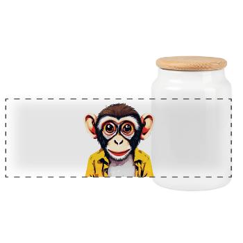 Vibrant Monkey Illustration for Apparel - Panoramic Cookie Jar with Wooden Lid - white - Front