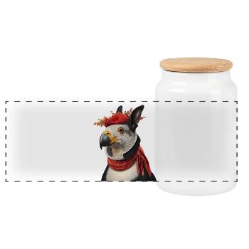 Vivid Mythical Bird Hybrid Design - Panoramic Cookie Jar with Wooden Lid - white - Front