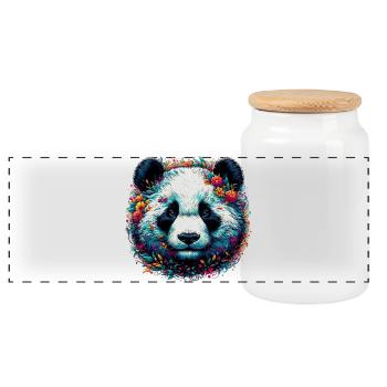 Panda - Panorama Keksdose mit Holzdeckel - Weiß - Vorne