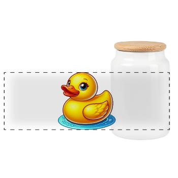 Duckling Duck Duck Duck - Panoramic Cookie Jar with Wooden Lid - white - Front