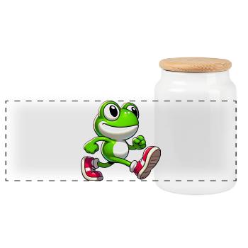 Grenouille - Boîte à biscuits avec couvercle en bois - blanc - Devant
