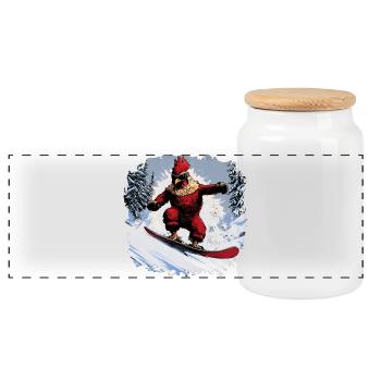 Planche à neige au poulet - Boîte à biscuits avec couvercle en bois - blanc - Devant