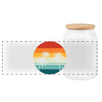 Palmier rétro coucher de soleil - Boîte à biscuits avec couvercle en bois - blanc - Devant