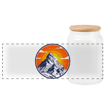 Majestätisches Berg-Sonnenuntergangs-Design - Panorama Keksdose mit Holzdeckel - Weiß - Vorne