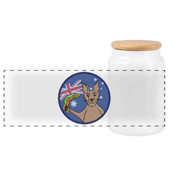 Adorable Kangaroo Australia boomerang - Panoramic Cookie Jar with Wooden Lid - white - Front
