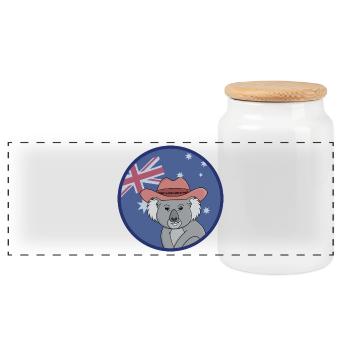 Adorable koala avec le drapeau australien - Boîte à biscuits avec couvercle en bois - blanc - Devant
