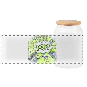 Pop Art GREEN  - Panorama Keksdose mit Holzdeckel - Weiß - Vorne