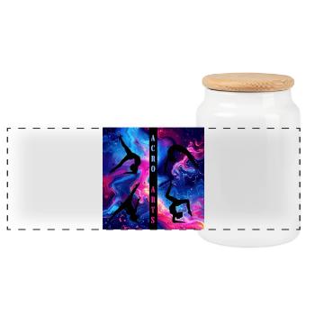 Acro Arts Black on Neon - Panoramic Cookie Jar with Wooden Lid - white - Front