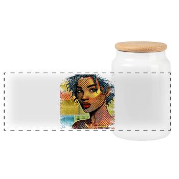 Women Pop Art Style - Panorama Keksdose mit Holzdeckel - Weiß - Vorne