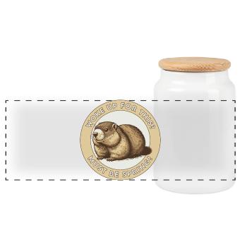 Woke Up for This? Must Be Spring! - Panoramic Cookie Jar with Wooden Lid - white - Front