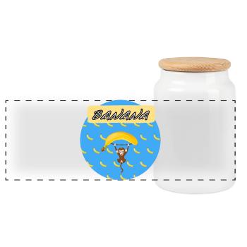 banana äffchen - Panorama Keksdose mit Holzdeckel - Weiß - Vorne