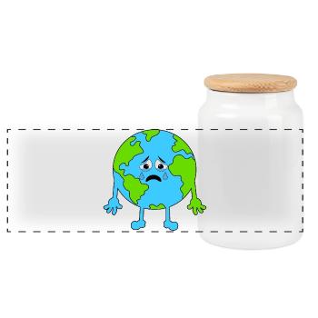 Melancholic Land Illustration - Panoramic Cookie Jar with Wooden Lid - white - Front