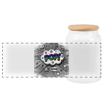 POP Wolken Pop Art Stil + Farbspektrum  - Panorama Keksdose mit Holzdeckel - Weiß - Vorne