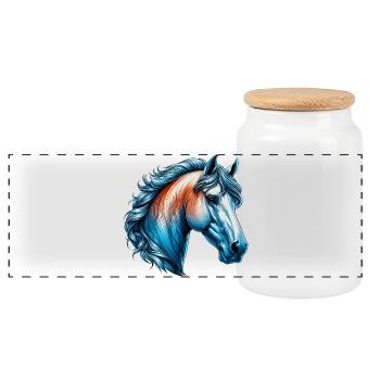 Cheval - Boîte à biscuits avec couvercle en bois - blanc - Devant
