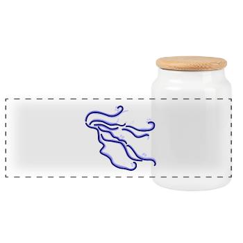 baleine à bosse femme silhouette cheveux dessiné à la main - Boîte à biscuits avec couvercle en bois - blanc - Devant