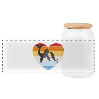 Baleine à bosse avec coeur rétro bébé - Boîte à biscuits avec couvercle en bois - blanc - Devant