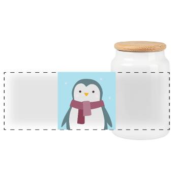 Poster Penguin Antarctica South Pole Winter Kids Decoration - Panoramic Cookie Jar with Wooden Lid - white - Front
