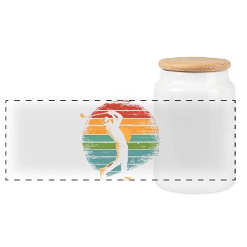 Golfeur vintage - Boîte à biscuits avec couvercle en bois - blanc - Devant